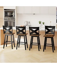 Gymax 29'' Swivel Barstools Set of 4 w/Backrest Large Seat Footrest for Kitchen Island