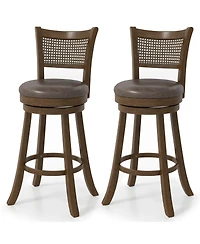 Sugift Swivel Counter Height Bar Stools Set of Two with Rattan Back