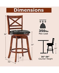 Sugift Swivel Bar Stools Set of Two with Backrest and Footrest