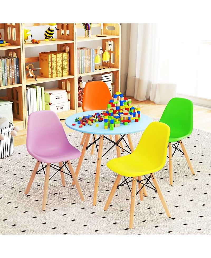 Sugift Five Piece Kids Colorful Table Set with Four Chairs