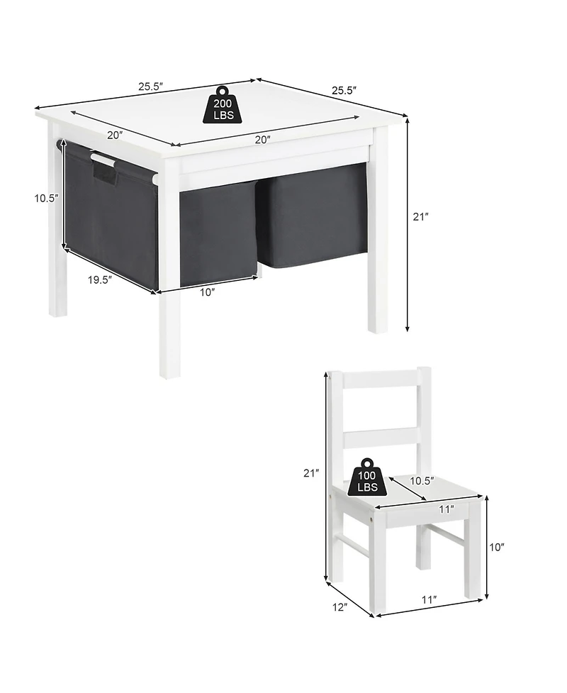 Sugift 2 in 1 Kids Activity Table and Chairs Set with Storage