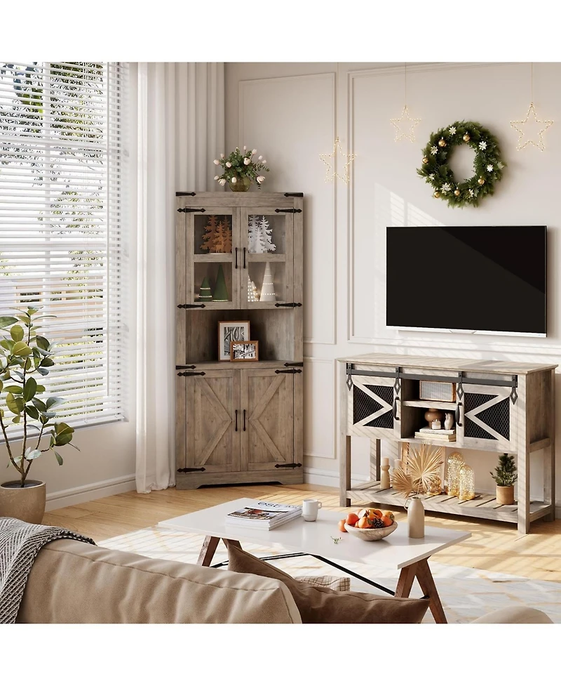 gaomon Farmhouse Corner Cabinet, Tall Storage