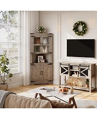 gaomon Farmhouse Corner Cabinet, Tall Storage