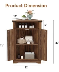 gaomon Corner bathroom cabinet with farmhouse barn doors, adjustable shelf, and compact design-ideal storage table for small spaces