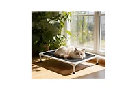 Zeus and Ruta Elevated Cat Bed with Teslin Mesh Large Portable Raised Pet Cot Durable Breathable Furniture for Indoor Outdoor
