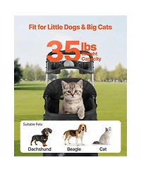 Zeus and Ruta Foldable 4 Wheels Cat Stroller with Detachable Carrier Up To 35lbs for Indoor Outdoor Use