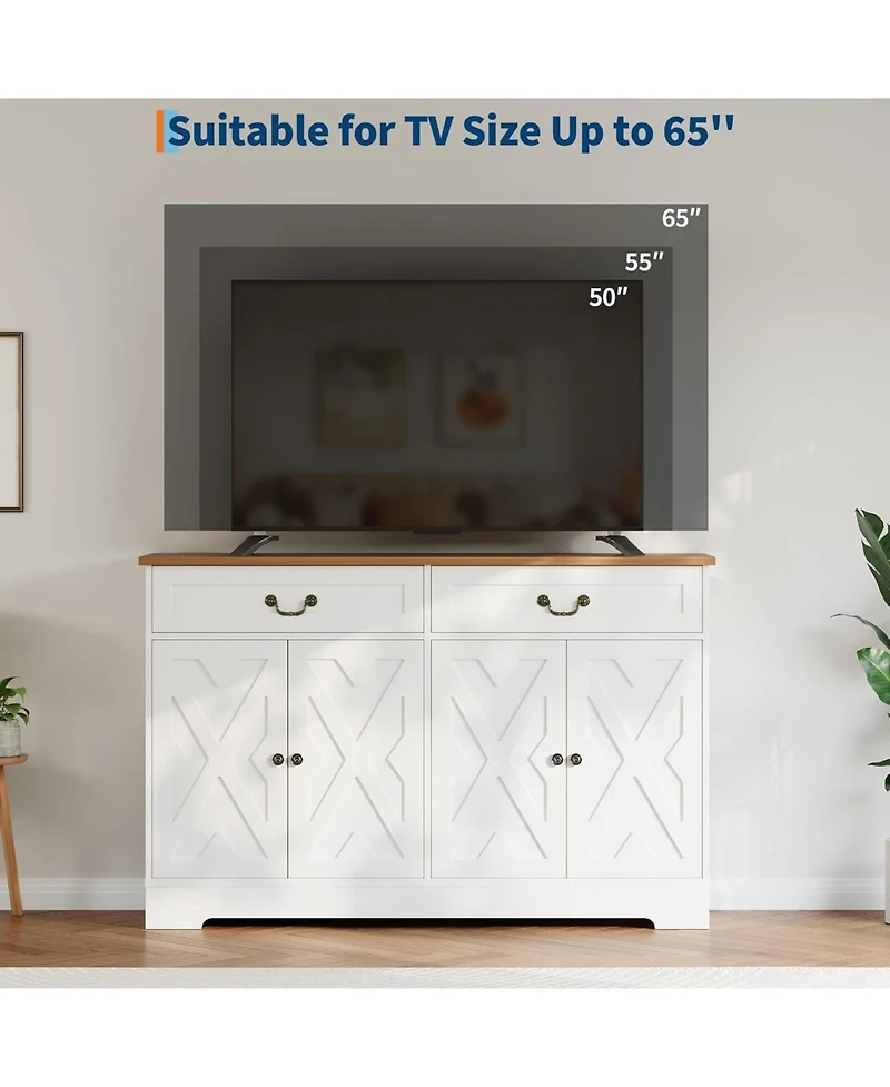 gaomon 57 Inch Modern Farmhouse Sideboard Buffet Cabinet with 2 Drawers & Adjustable Shelves, Large Kitchen Storage Cabinet, Dining Room Coffee Bar