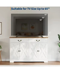 gaomon 57 Inch Modern Farmhouse Sideboard Buffet Cabinet with 2 Drawers & Adjustable Shelves, Large Kitchen Storage Cabinet, Dining Room Coffee Bar