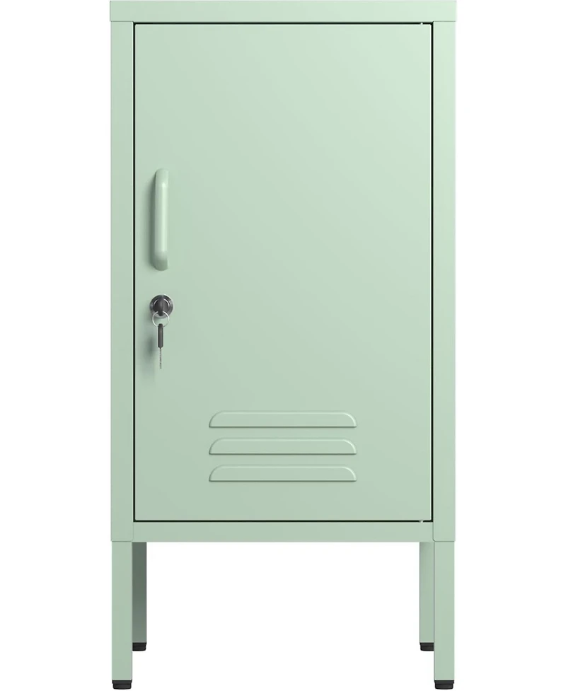 gaomon lockable metal nightstand with 2 adjustable shelves, modern side table storage cabinet and door for bedroom or living room.
