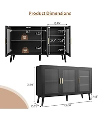 gaomon Sideboard Buffet Cabinet Set of 2, 48" Buffet Cabinetwith Ribbed Glass Doors, Modern Dining Room Sideboard for Kitchen and Dining