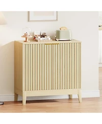 gaomon 31.5" Fluted Cabinet with 2 Doors, Sideboard Buffet, Modern Storage Cabinet with Adjustable Shelf, Multifunctional Accent Credenza Console