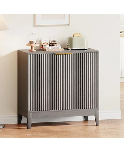 gaomon 31.5" Fluted Cabinet with 2 Doors, Sideboard Buffet, Modern Storage Adjustable Shelf, Multifunctional Accent Credenza Console