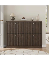gaomon Fluted Shoe Cabinet with 4 Flip Drawers, Adjustable Removable Shelves, Freestanding Slim Shoe Organizer
