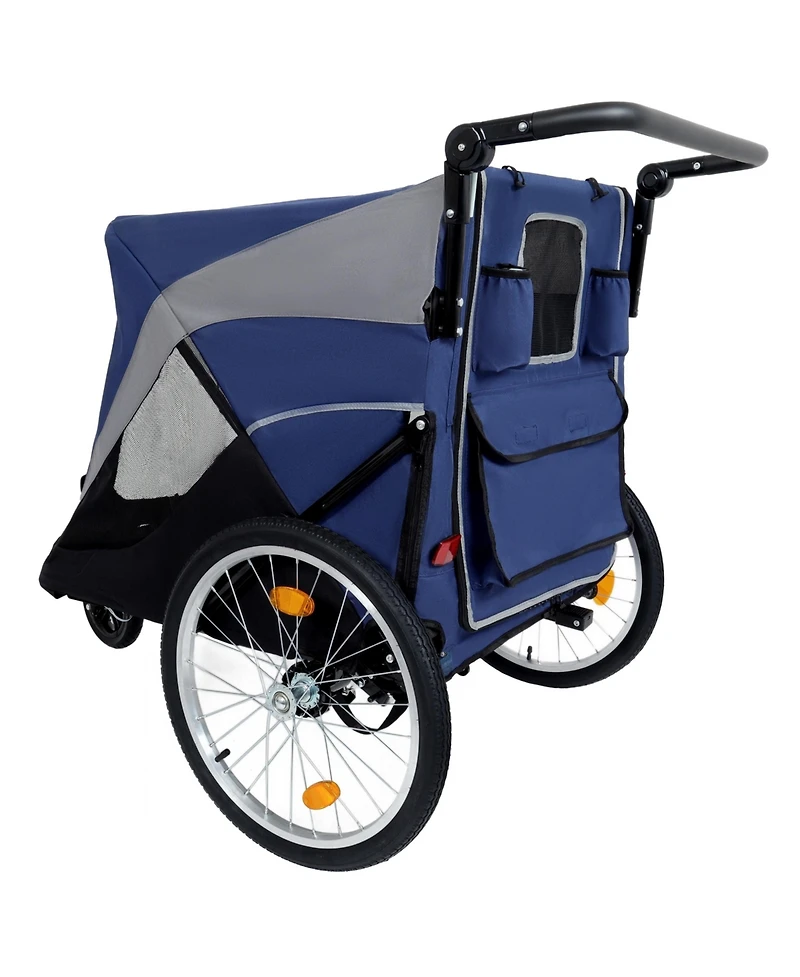 Zeus & Ruta 2-in-1 Cat Trailer Cart with Detachable Hitch Push Handle Quick Release Wheel Storage