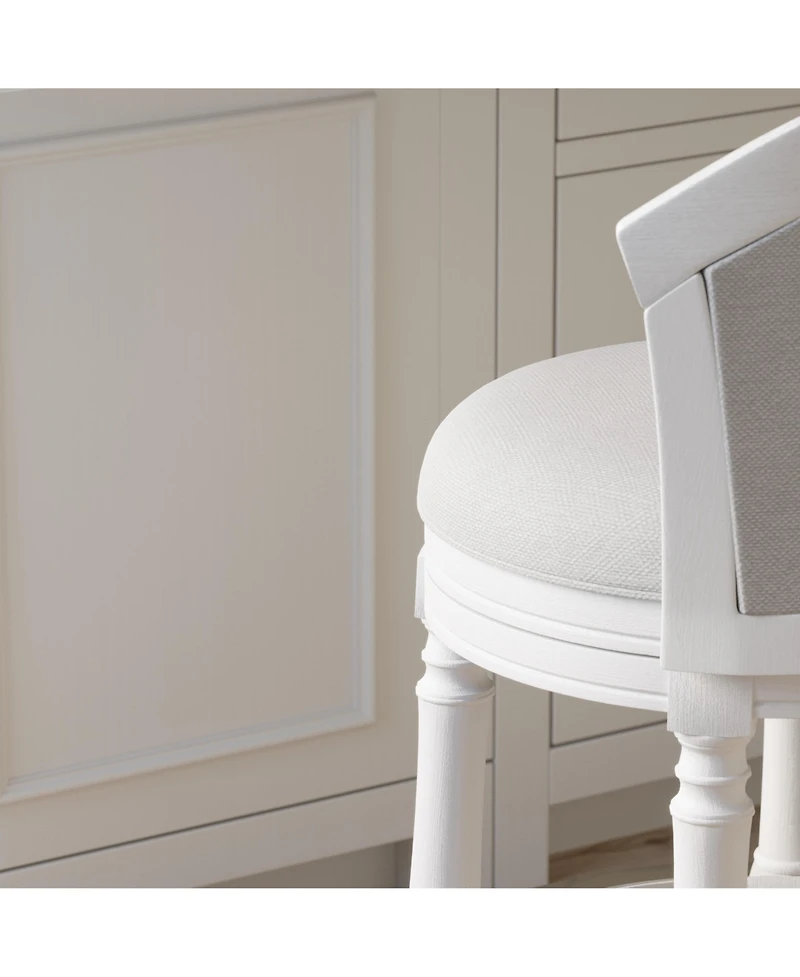 Boyel Living Wood Swivel Bar Stool with Upholstered Seat and Back, Farmhouse Turned Leg Counter Chair Rustic Bar Stool