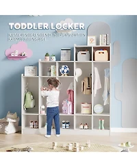 gaomon 5-Section Classroom Coat Locker with 9 Cubbies, Daycare Cubby Storage Organizer with 10 Hooks for Home, School, Nursery, Kindergarten