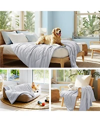 Aronkl Cat Dog Blanket Washable Q-max>0.5 Self-cooling Soft Breathable Calming Pet Mat for Sofa Crate Bed