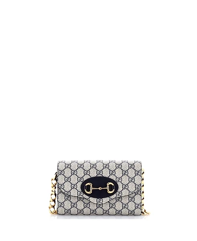 Pre-Owned Gucci Mini Horsebit 1955 Curved Flap Shoulder Bag Gg Coated Canvas