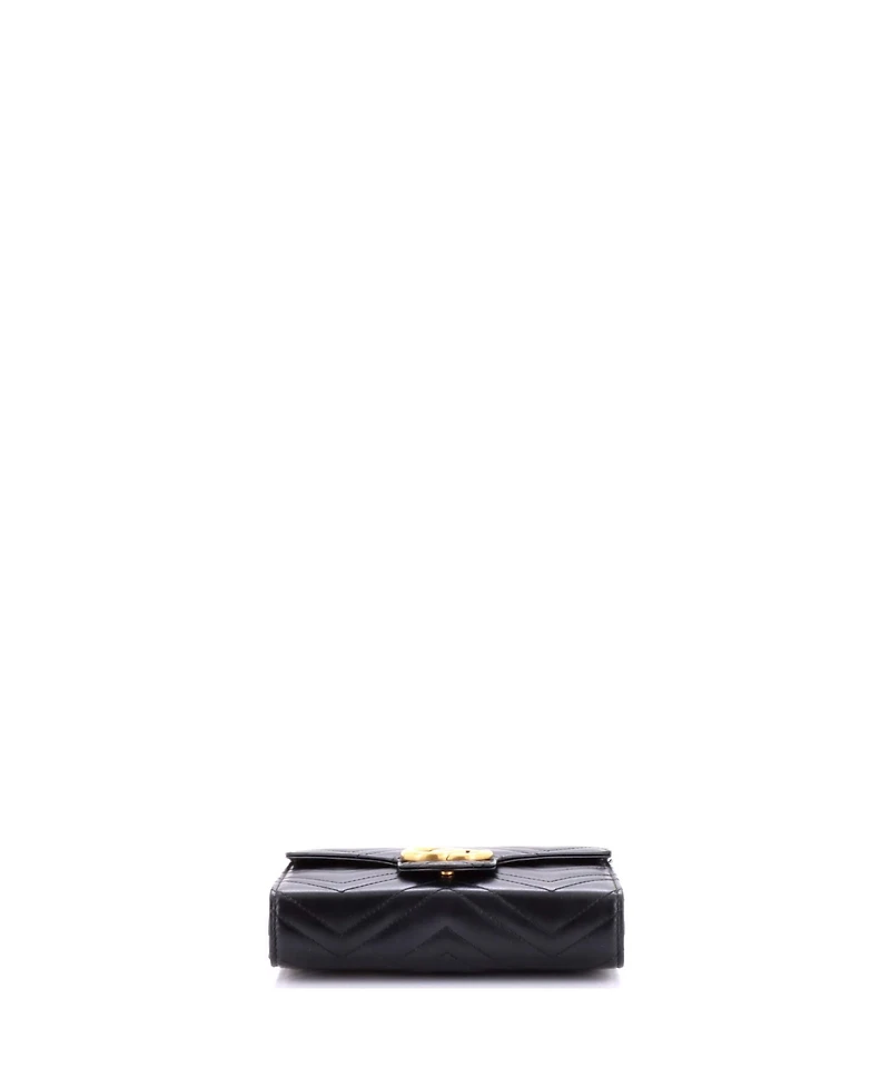Pre-Owned Gucci Mini Gg Marmont Chain Wallet Matelasse Leather
