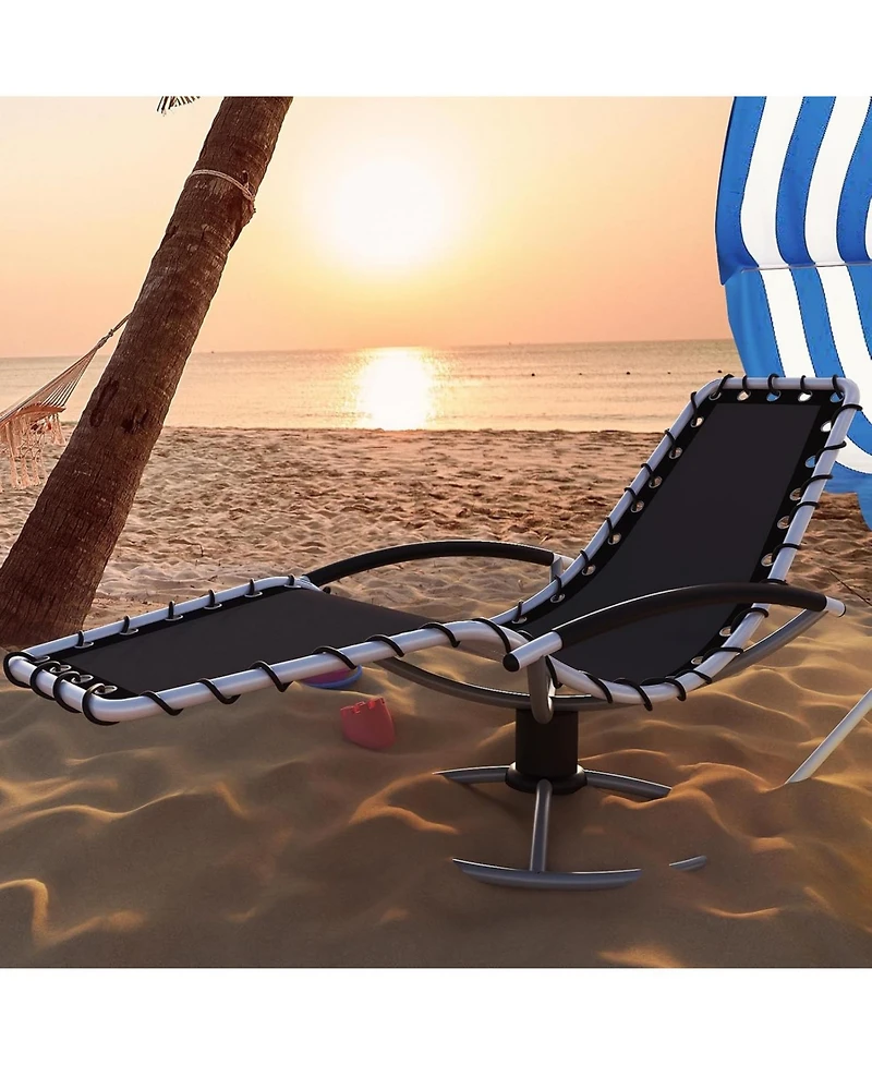 gaomon 360degree(s) Swivels Outdoor Chaise Lounge,Outdoor Chaise Lounge with Textilene Fabric and Heavy Duty Iron Frame, Adjustable Recliner for Patio