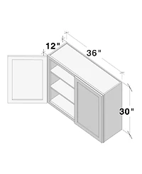 Boyel Living W36" Dove Wall Cabinet with Full Overlay Hdf Door for Custom Kitchen or Bathroom