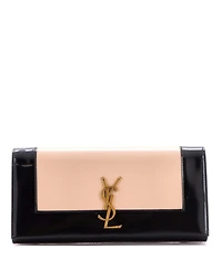 Pre-Owned Saint Laurent Long Classic Monogram Clutch Leather