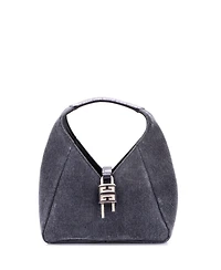 Pre-Owned Givenchy Mini Padlock Hobo Washed Denim and Embossed Leather