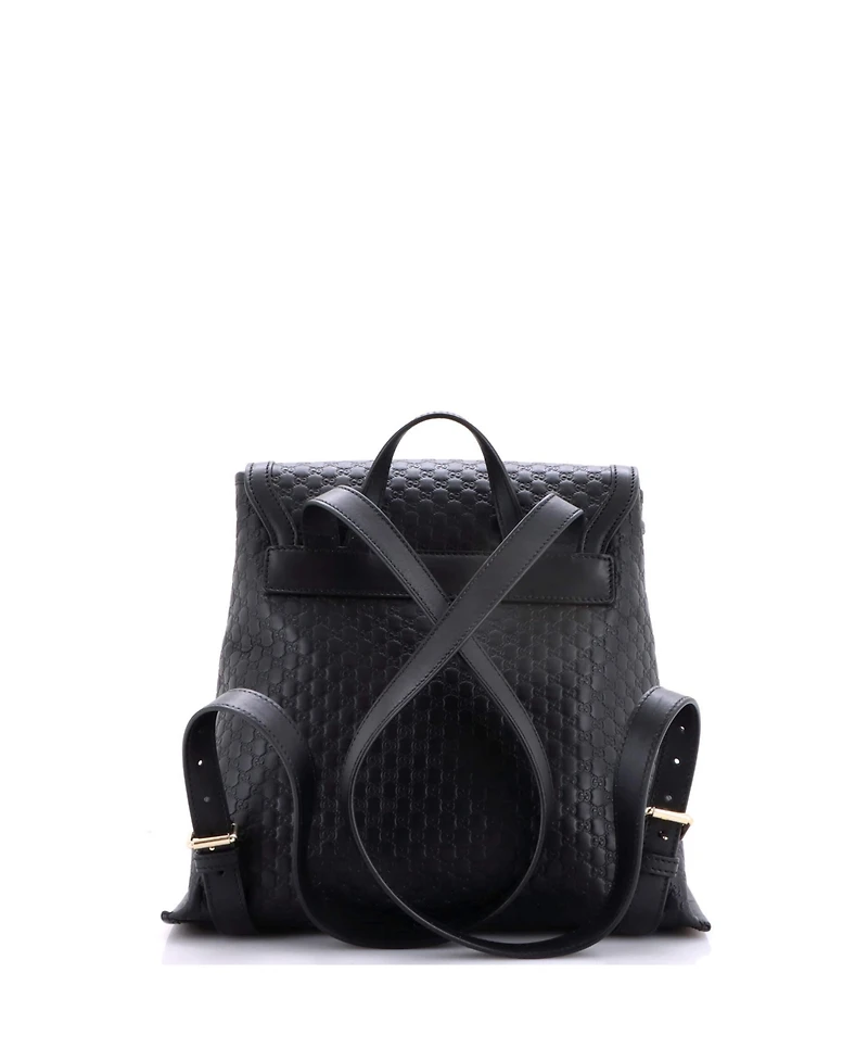 Pre-Owned Gucci Medium Drawstring Flap Backpack Microguccissima Leather