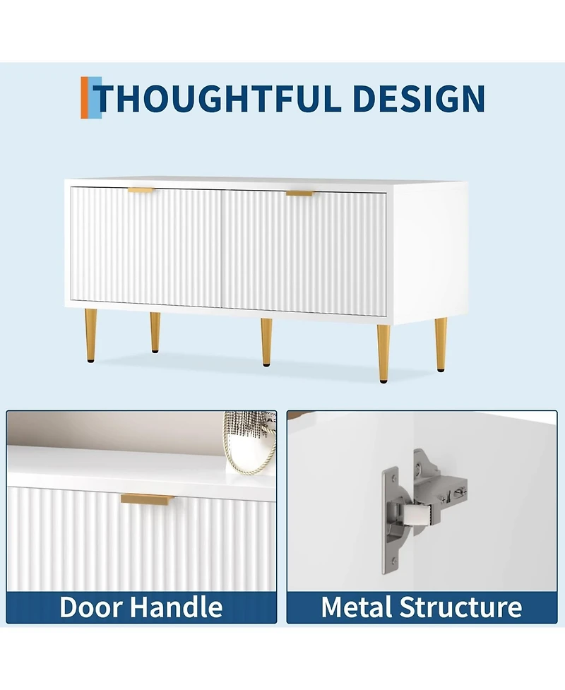 gaomon Shoe Storage Bench for Entryway, Modern Fluted Shoe Cabinet with Storage, Compact Wooden Mudroom Bench for Hallway, Foyer, Entrance