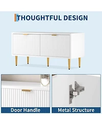 gaomon Shoe Storage Bench for Entryway, Modern Fluted Shoe Cabinet with Storage, Compact Wooden Mudroom Bench for Hallway, Foyer, Entrance
