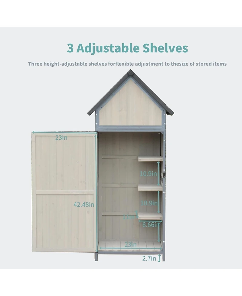 gaomon Outdoor Sheds Storage, Vertical Storage Sheds, Wooden Sheds with Metal Frame, Large Capacity Storage, Box for Backyard Garden