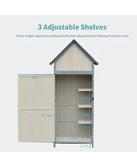 gaomon Outdoor Sheds Storage, Vertical Storage Sheds, Wooden Sheds with Metal Frame, Large Capacity Storage, Box for Backyard Garden