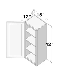 Boyel Living W15" Wall Cabinet with Full Overlay Hdf Door for Custom Kitchen or Bathroom