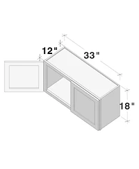 Boyel Living W33" Short Wall Cabinet with Full Overlay Hdf Door for Custom Kitchen or Bathroom