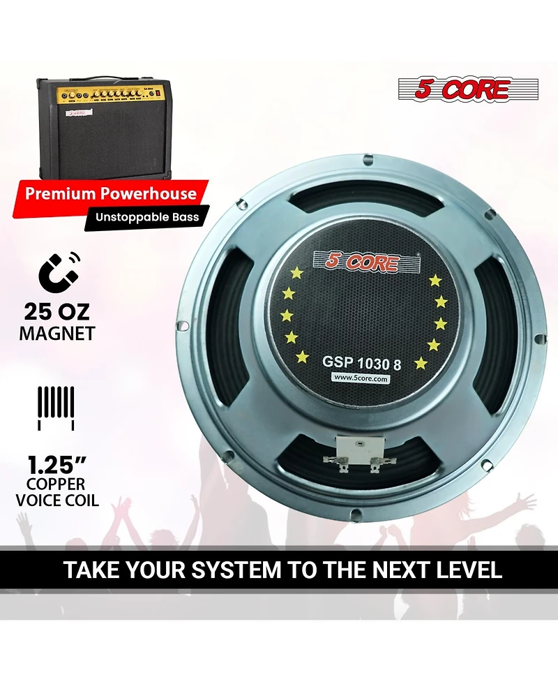 5 Core 10 Inch Guitar Speaker 60W 8Ohm 25Oz Magnet 1.25" Vc Amplifier Cabinet Driver