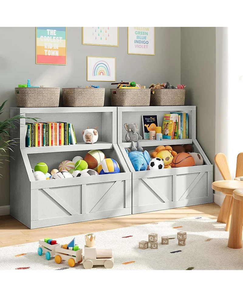 gaomon 2-Tier Kids Bookshelf and Toy Storage Organizer, Toddler Bookcase with Cabinet for Playroom and Bedroom