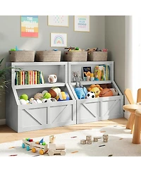 gaomon 2-Tier Kids Bookshelf and Toy Storage Organizer, Toddler Bookcase with Cabinet for Playroom and Bedroom