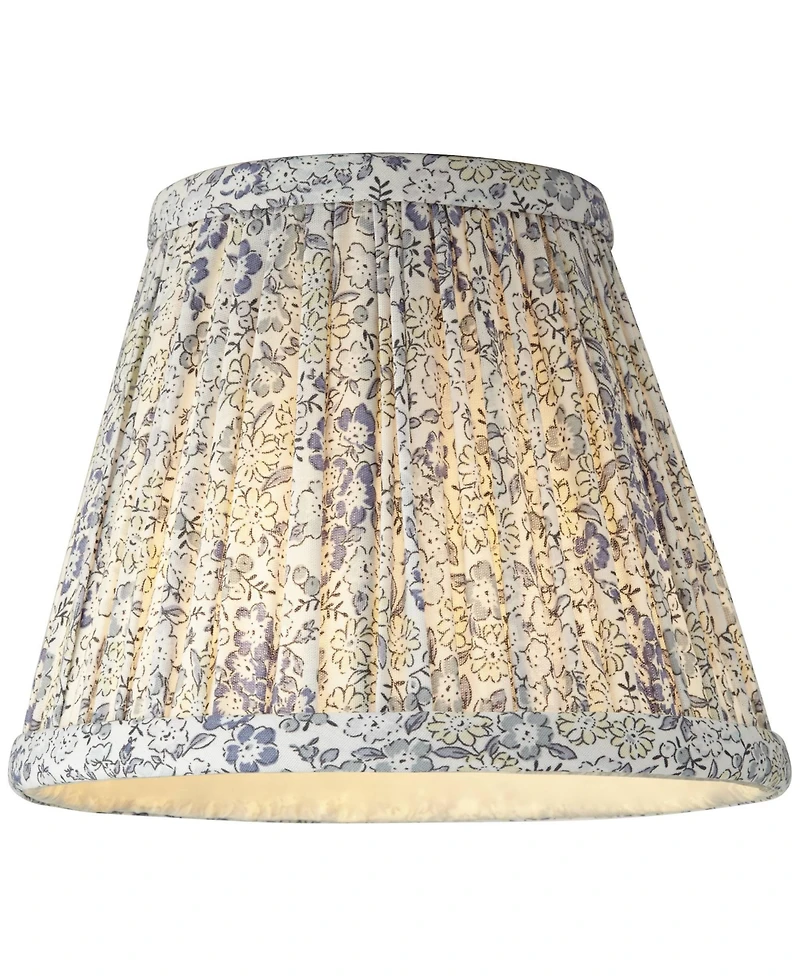 Springcrest Nelle 3 1/2" Top x 6" Bottom x 5" High x 5" Slant Print Lamp Shade Replacement Set of Pleated Clip On Candelabra