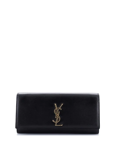 Pre-Owned Saint Laurent Long Classic Monogram Clutch Leather