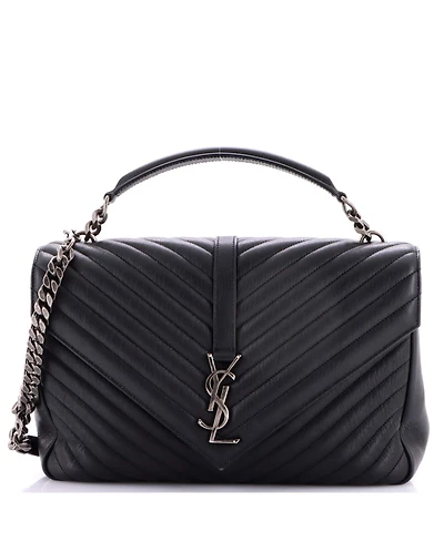 Pre-Owned Saint Laurent Classic Monogram College Bag Matelasse Chevron Leather