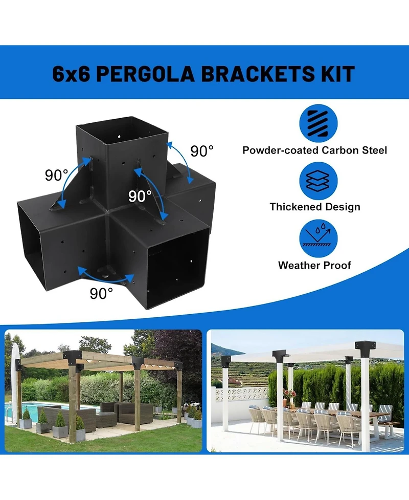 gaomon Pergola Brackets Kit for 6"x 6" (Actual 5.6" X 5.6") Lumber