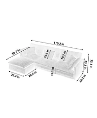 Streamdale Furniture Modern L-Shaped Sectional Sofa with Ottoman, 4-Seater Convertible Couch