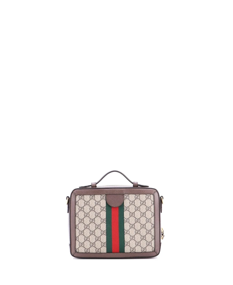 Pre-Owned Gucci Small Ophidia Zip Around Camera Bag Gg Coated Canvas