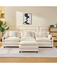 Boyel Living 108 Inch L Shaped Modern Modular Sectional Sofa with Ottoman Chenille Cloud Couch 4 Seat Deep Pillow Top Arms