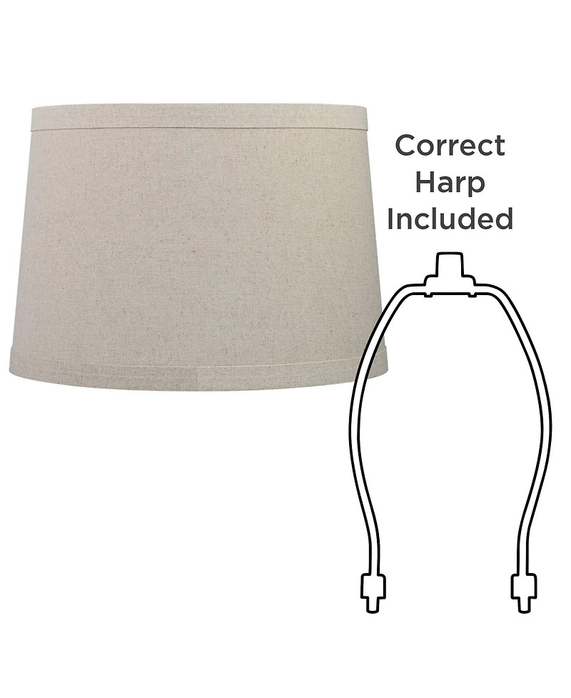 Springcrest Set of 2 Drum Lamp Shades Burlap Medium High Spider with Replacement Harp and Finial Fitting
