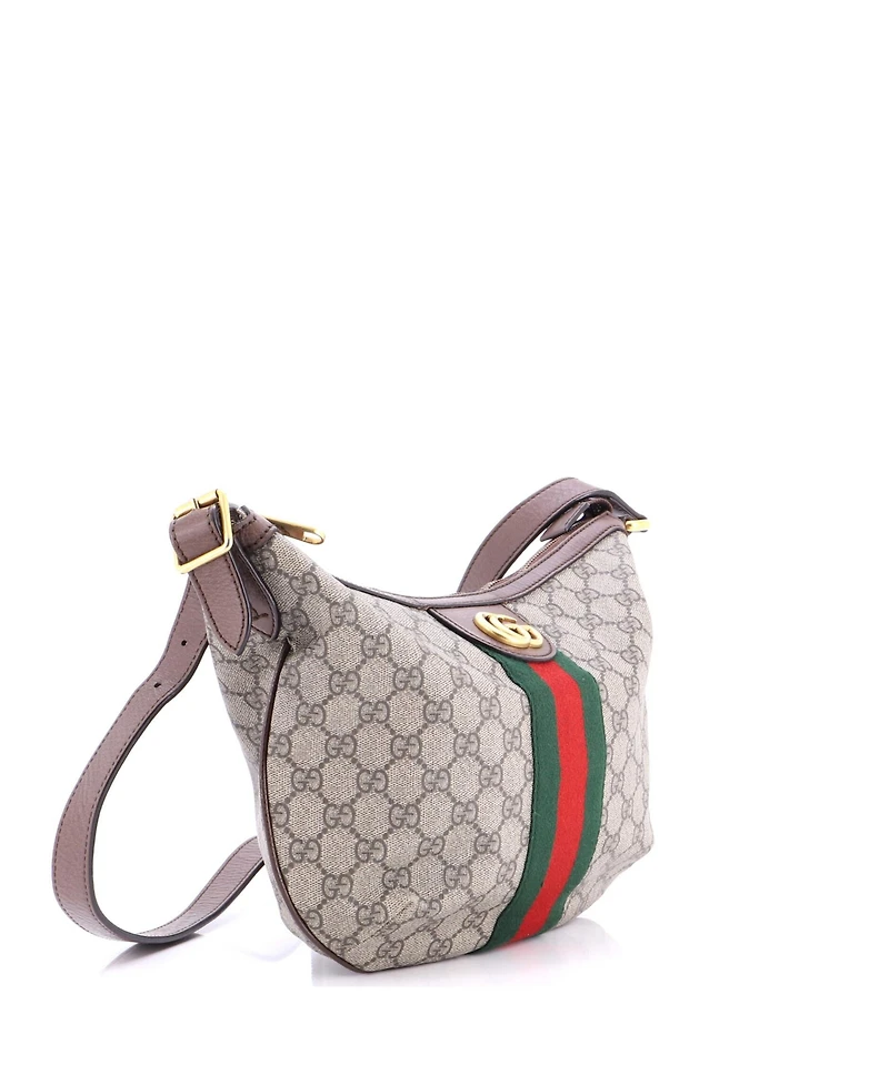 Pre-Owned Gucci Small Ophidia Half Moon Hobo Gg Coated Canvas
