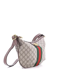 Pre-Owned Gucci Small Ophidia Half Moon Hobo Gg Coated Canvas