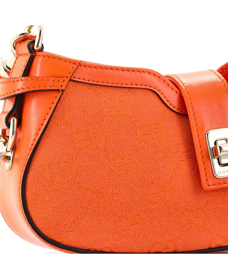 Pre-Owned Gucci Mini Moon Side Shoulder Bag Gg Canvas