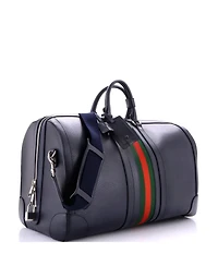 Pre-Owned Gucci Large Savoy Web Convertible Duffle Bag Leather