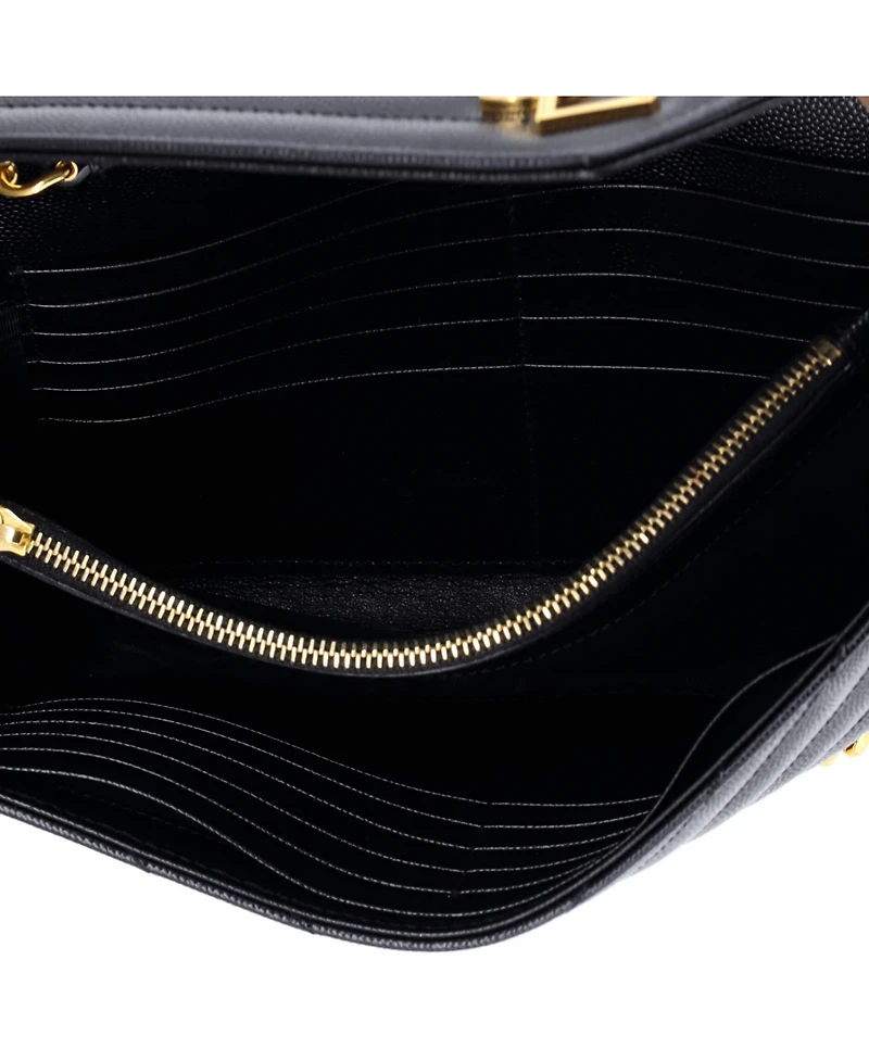 Pre-Owned Saint Laurent Medium Classic Monogram Wallet on Chain Matelasse Chevron Leather